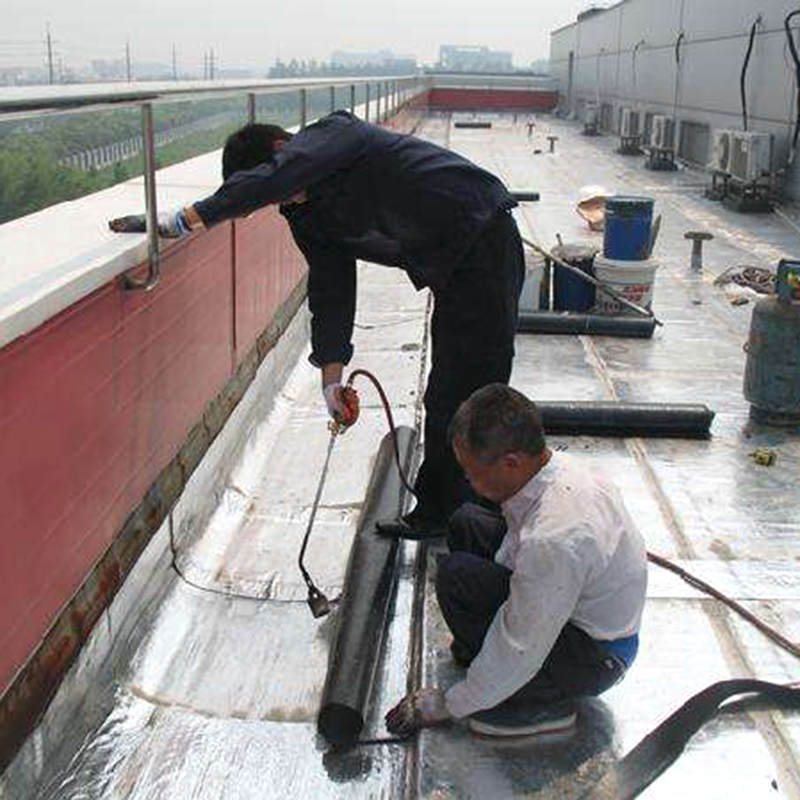 房屋顶楼防水补漏作业中-02